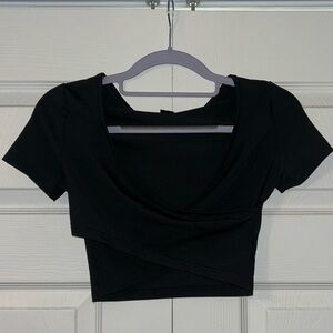 SHEIN - Crossover Short Sleeve Crop Top